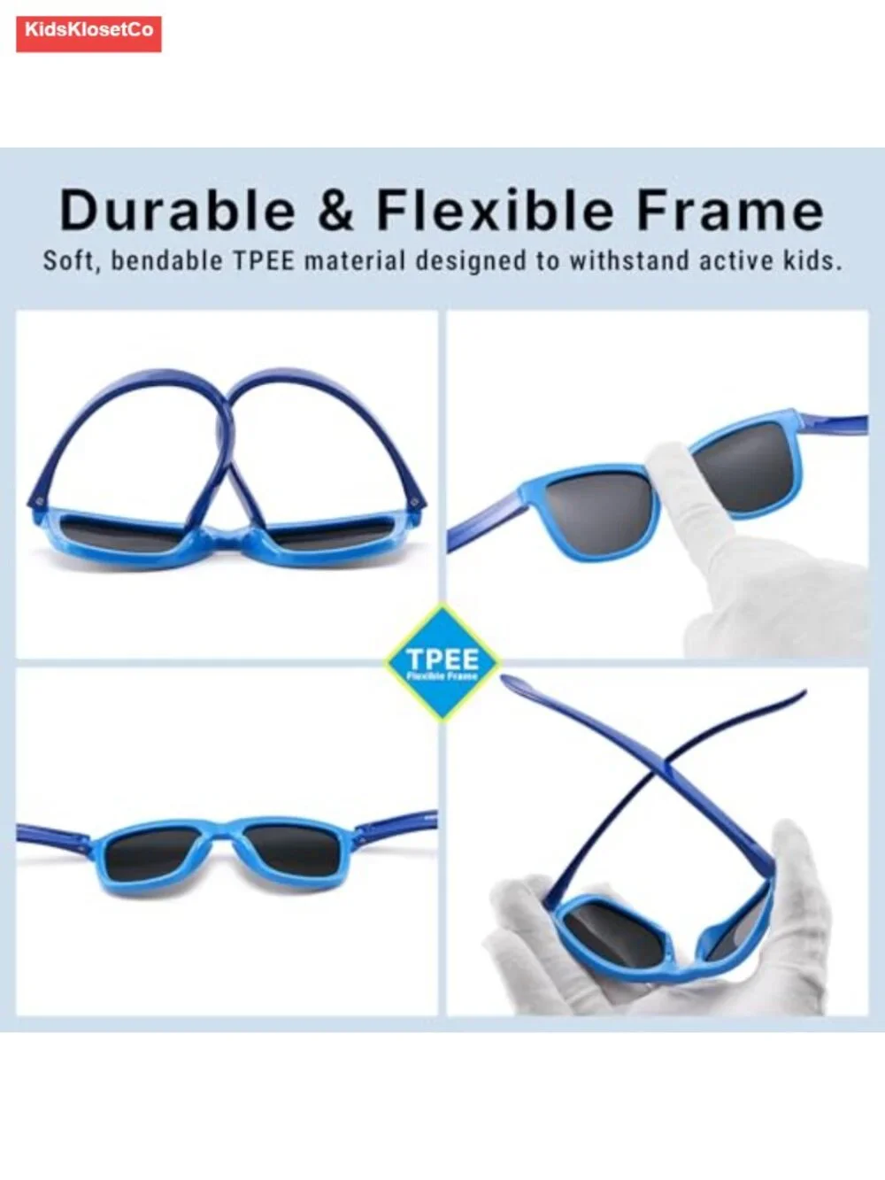 Polarized Kids Sunglasses, Flexible TPEE Frame, UV400 Protection